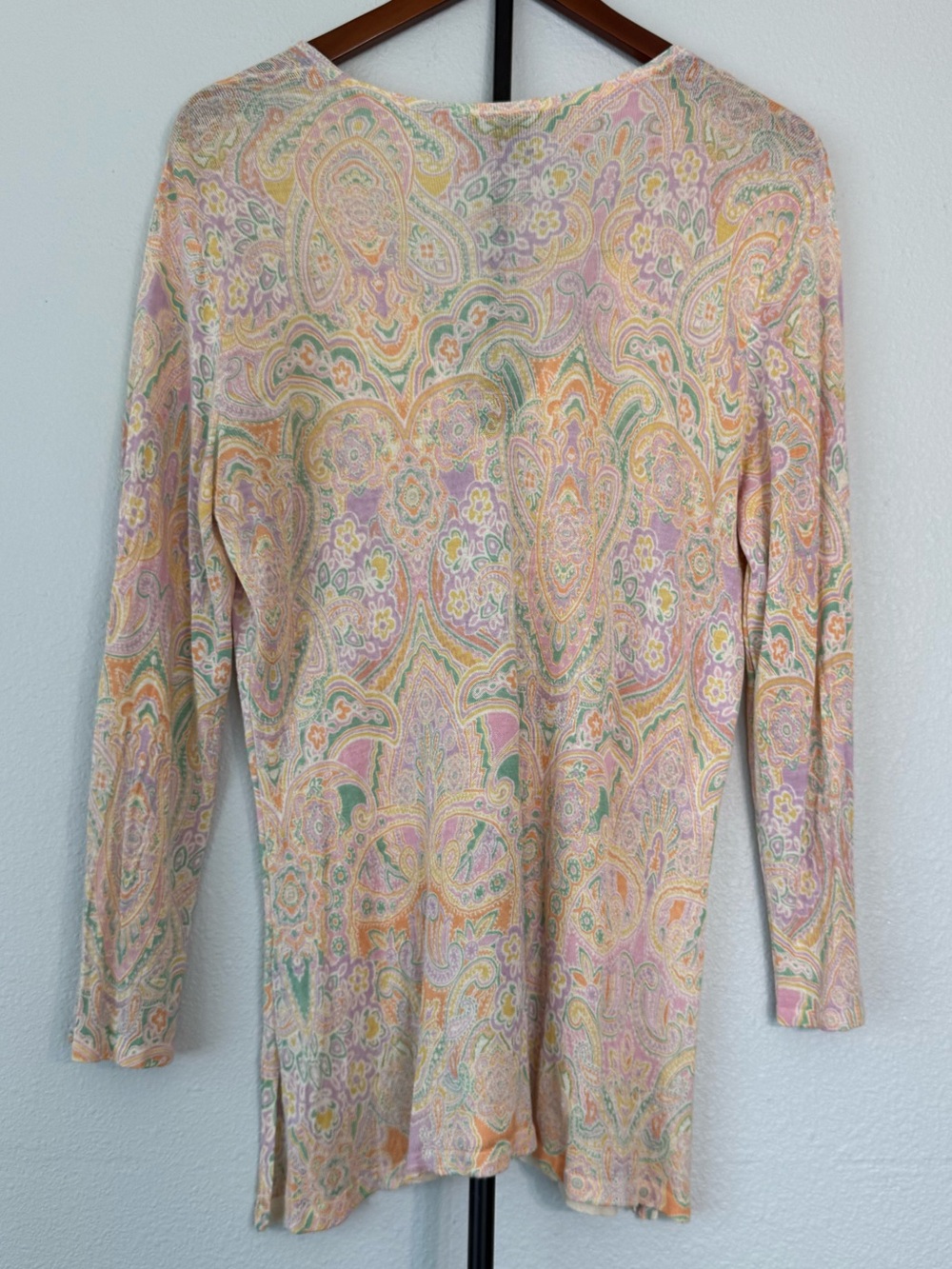 Lauren Ralph Lauren 100% Silk Paisley V-Neck Blouse Multicolor Women Size L - Picture 10 of 12